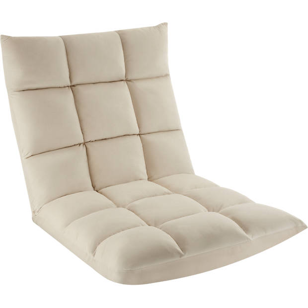 tectake® Opvouwbare Relaxstoel XXL - Verstelbare Rugleuning, Ligfunctie - Vloerstoel voor Meditatie - Beige