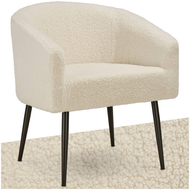 tectake® - Loungestoel beige met stoffering - Woonkamermeubel - Bouclé