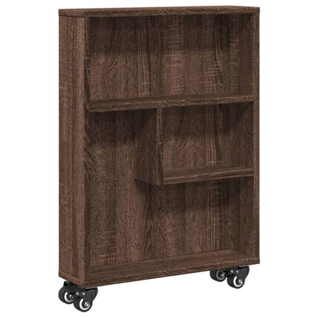 vidaXL Opbergtrolley smal 48x13x68 cm bewerkt hout bruin eikenkleurig