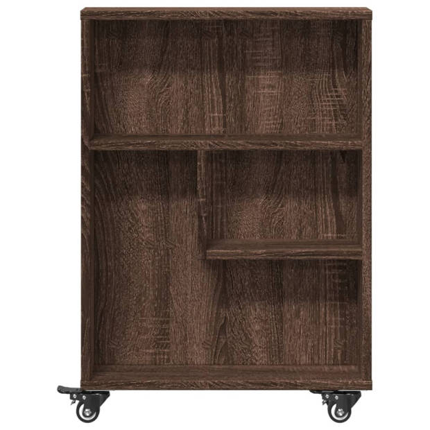 vidaXL Opbergtrolley smal 48x13x68 cm bewerkt hout bruin eikenkleurig