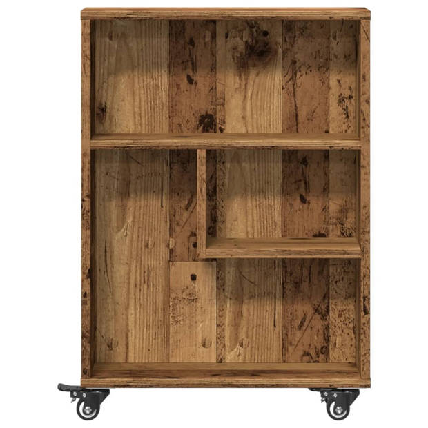 vidaXL Opbergtrolley smal 48x13x68 cm bewerkt hout oud houtkleurig