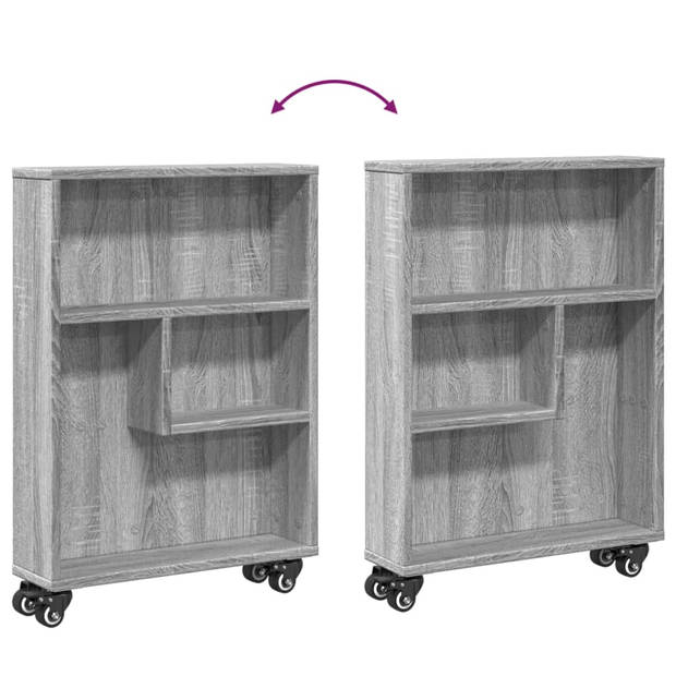 vidaXL Opbergtrolley smal 48x13x68 cm bewerkt hout grijs sonoma eiken