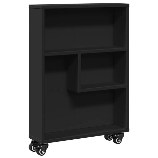 vidaXL Opbergtrolley smal 48x13x68 cm bewerkt hout zwart