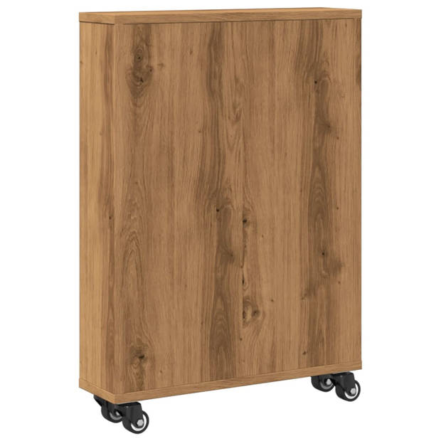 vidaXL Opbergtrolley smal 48x13x68 cm bewerkt hout artisanaal eiken