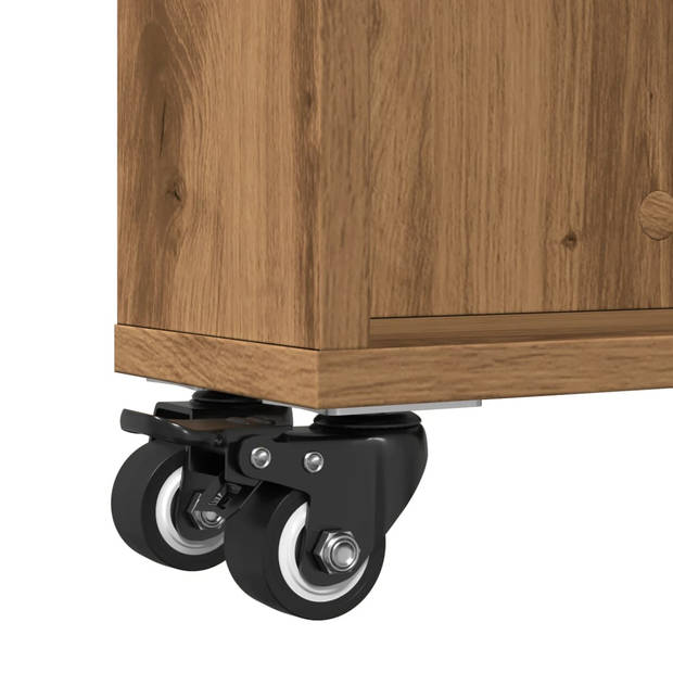 vidaXL Opbergtrolley smal 48x13x68 cm bewerkt hout artisanaal eiken