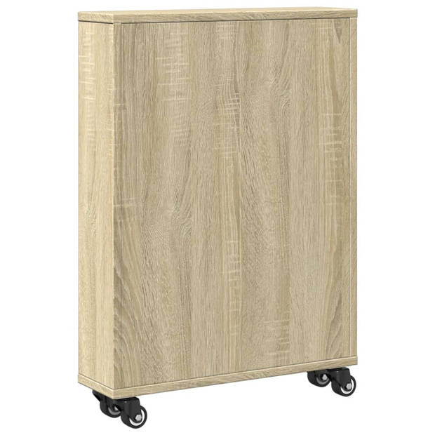 vidaXL Opbergtrolley smal 48x13x68 cm bewerkt hout sonoma eikenkleurig