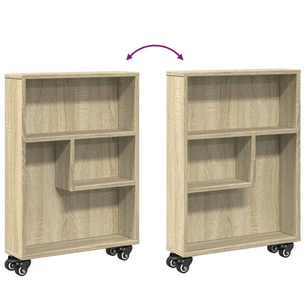 vidaXL Opbergtrolley smal 48x13x68 cm bewerkt hout sonoma eikenkleurig