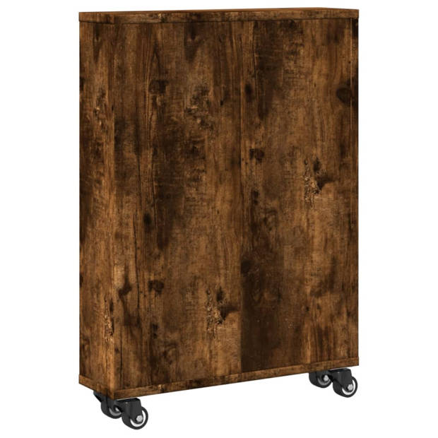 vidaXL Opbergtrolley smal 48x13x68 cm bewerkt hout gerookt eikenkleur