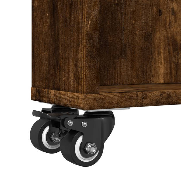 vidaXL Opbergtrolley smal 48x13x68 cm bewerkt hout gerookt eikenkleur