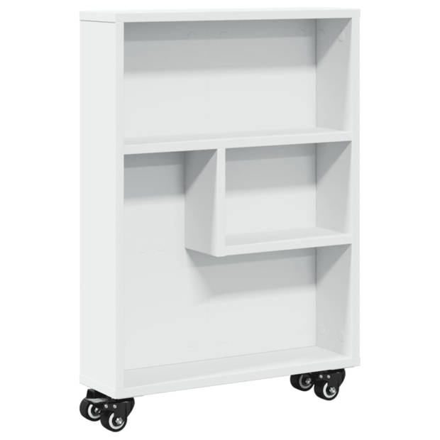 vidaXL Opbergtrolley smal 48x13x68 cm bewerkt hout wit