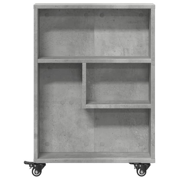 vidaXL Opbergtrolley smal 48x13x68 cm bewerkt hout betongrijs