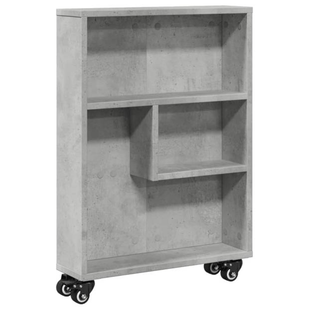 vidaXL Opbergtrolley smal 48x13x68 cm bewerkt hout betongrijs