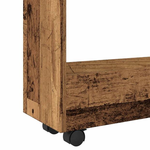 vidaXL Opbergtrolley smal 3-laags bewerkt hout oud houtkleurig