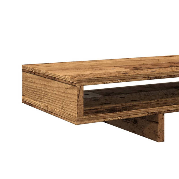 vidaXL Monitorstandaard 100x27x15 cm bewerkt hout oud houtkleurig