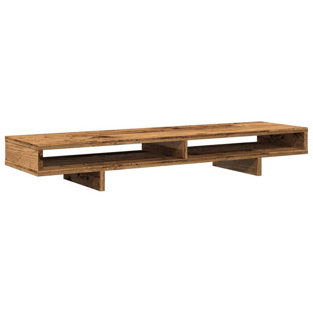 vidaXL Monitorstandaard 100x27x15 cm bewerkt hout oud houtkleurig