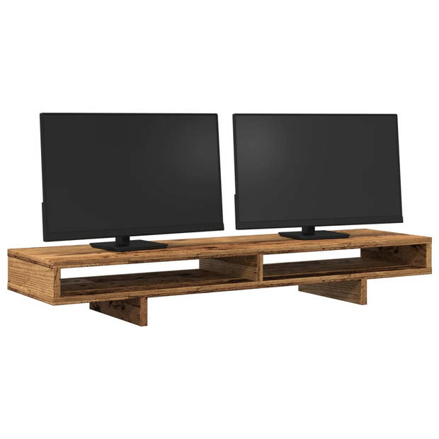 vidaXL Monitorstandaard 100x27x15 cm bewerkt hout oud houtkleurig