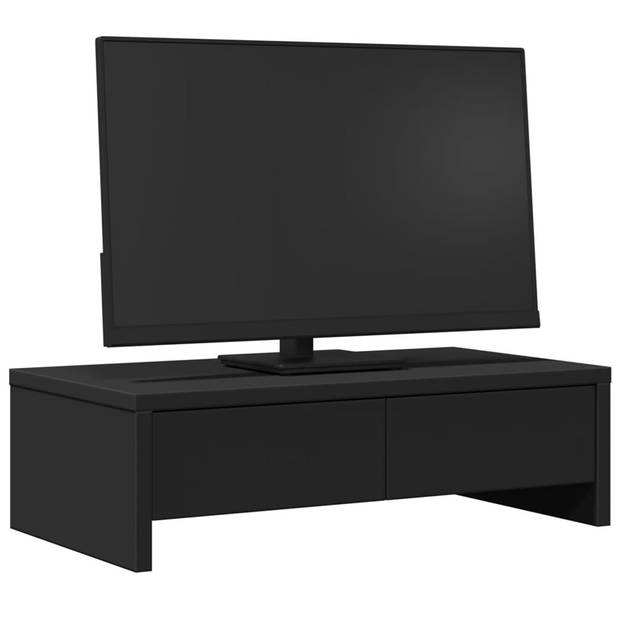 vidaXL Monitorstandaard met lades 50x27x15 cm bewerkt hout zwart