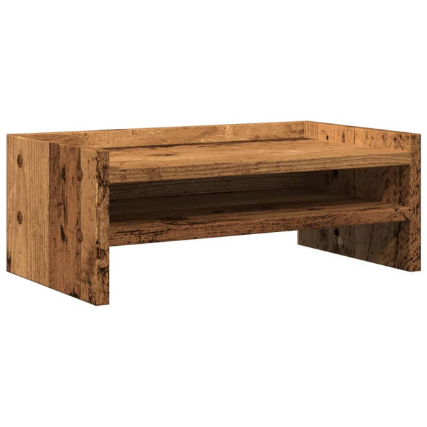 vidaXL Monitorstandaard 42x24x16 cm bewerkt hout oud houtkleurig