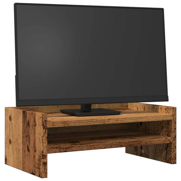 vidaXL Monitorstandaard 42x24x16 cm bewerkt hout oud houtkleurig