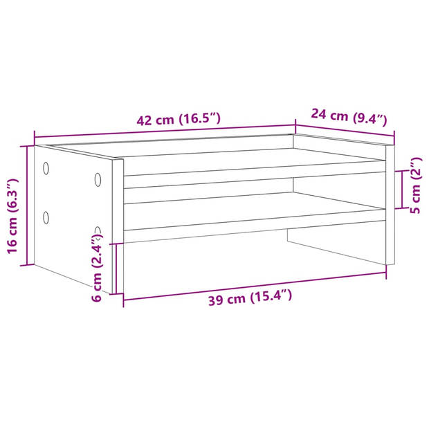 vidaXL Monitorstandaard 42x24x16 cm bewerkt hout oud houtkleurig