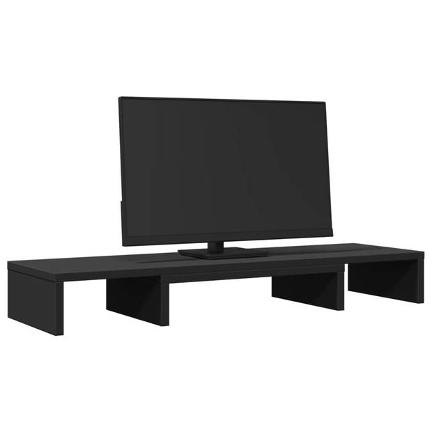 vidaXL Monitorstandaard verstelbaar 80x24x10,5 cm bewerkt hout zwart