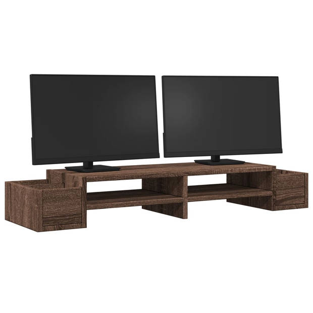 vidaXL Monitorstandaard met opbergruimte 100x27x15 cm hout bruin eiken