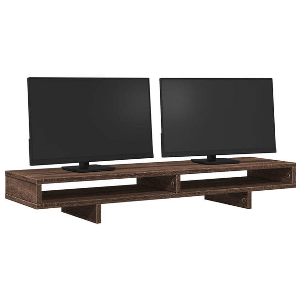 vidaXL Monitorstandaard 100x27x15 cm bewerkt hout bruin eikenkleurig