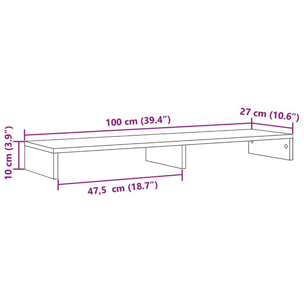 vidaXL Monitorstandaard 100x27x10 cm bewerkt hout sonoma eikenkleurig