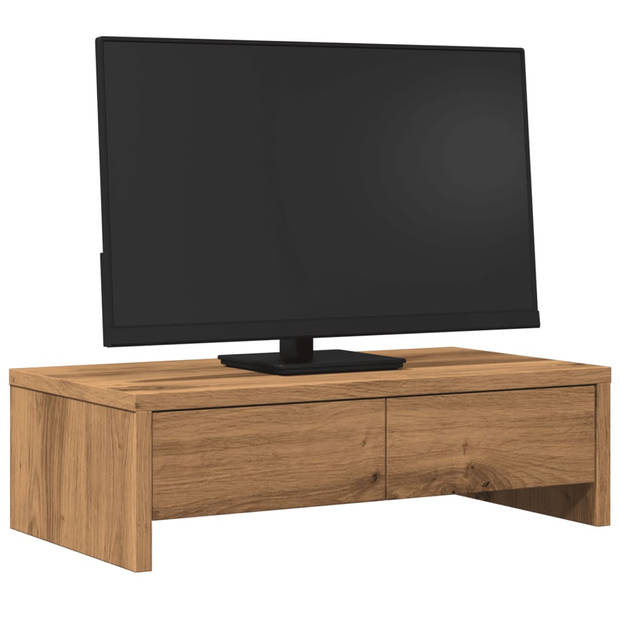 vidaXL Monitorstandaard met lades 50x27x15 cm hout artisanaal eiken