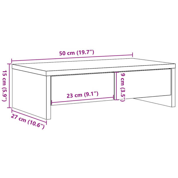 vidaXL Monitorstandaard met lades 50x27x15 cm hout bruin eikenkleurig