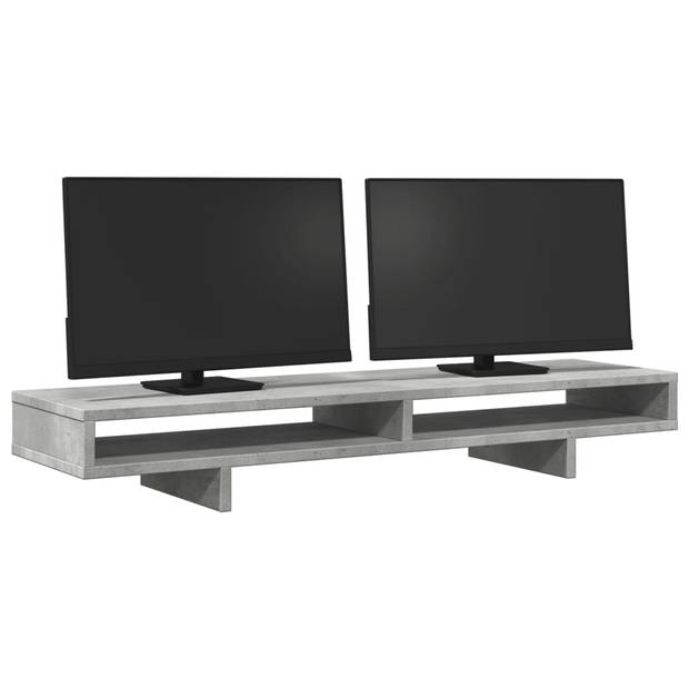 vidaXL Monitorstandaard 100x27x15 cm bewerkt hout betongrijs