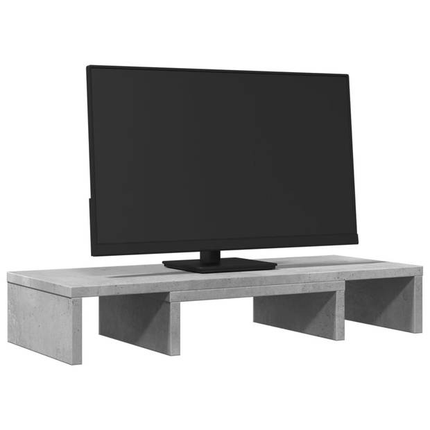 vidaXL Monitorstandaard verstelbaar 60x24x10,5 cm hout betongrijs