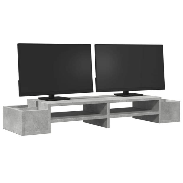 vidaXL Monitorstandaard met opbergruimte 100x27x15 cm hout betongrijs