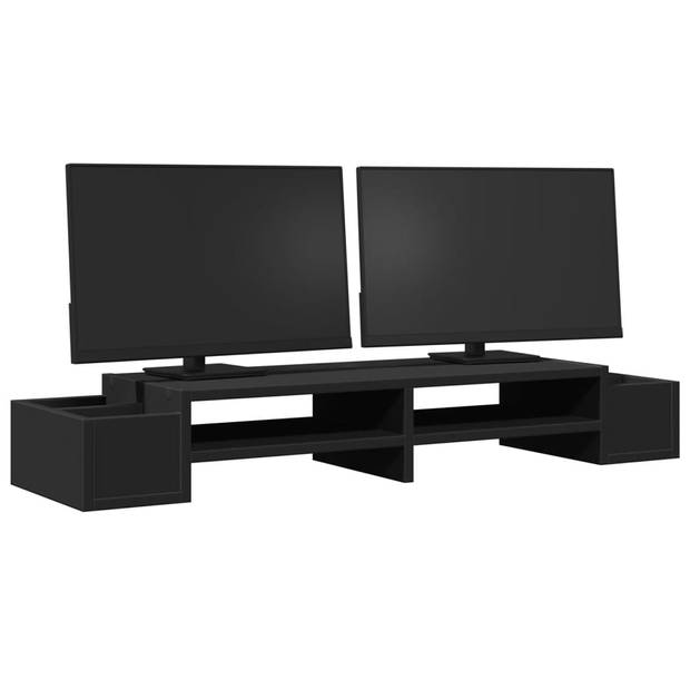 vidaXL Monitorstandaard met opbergruimte 100x27x15 cm hout zwart