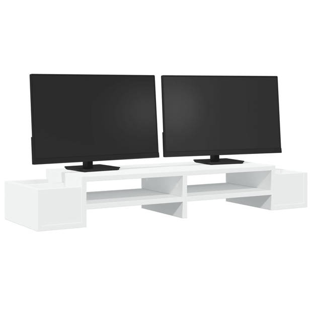 vidaXL Monitorstandaard met opbergruimte 100x27x15 cm bewerkt hout wit