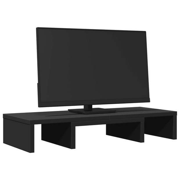 vidaXL Monitorstandaard verstelbaar 60x24x10,5 cm bewerkt hout zwart