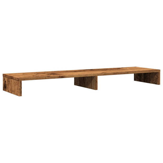 vidaXL Monitorstandaard 100x27x10 cm bewerkt hout oud houtkleurig