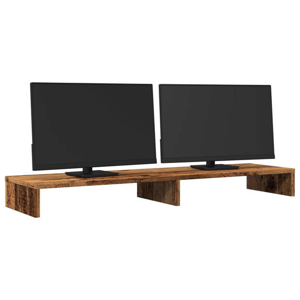 vidaXL Monitorstandaard 100x27x10 cm bewerkt hout oud houtkleurig