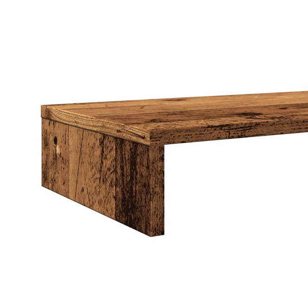 vidaXL Monitorstandaard 100x27x10 cm bewerkt hout oud houtkleurig