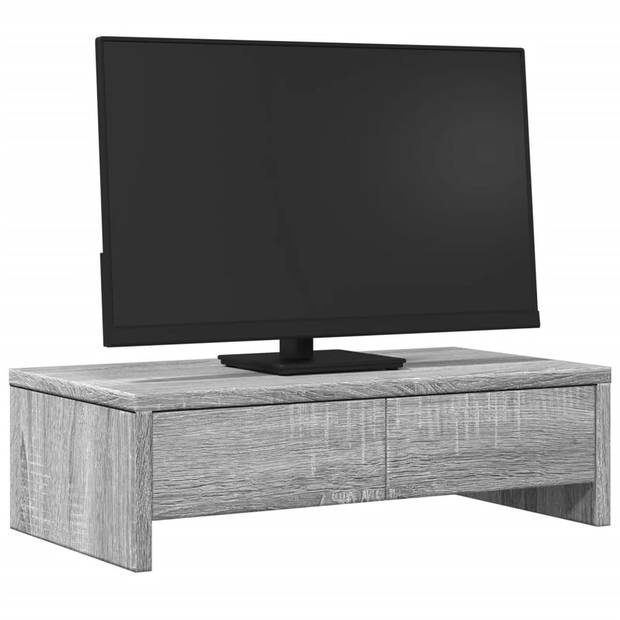 vidaXL Monitorstandaard met lades 50x27x15 cm hout grijs sonoma eiken