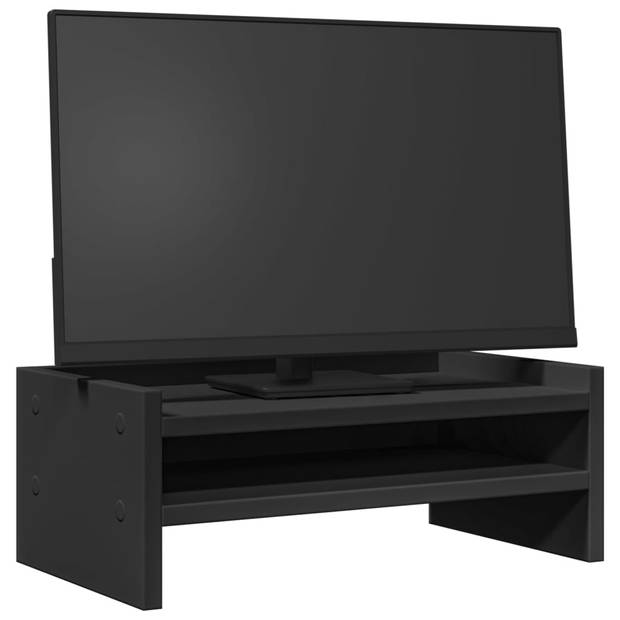 vidaXL Monitorstandaard 42x24x16 cm bewerkt hout zwart