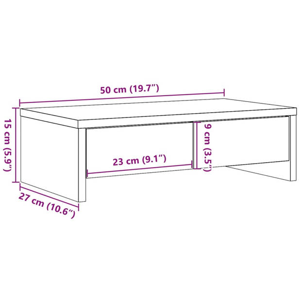 vidaXL Monitorstandaard met lades 50x27x15 cm hout gerookt eikenkleur