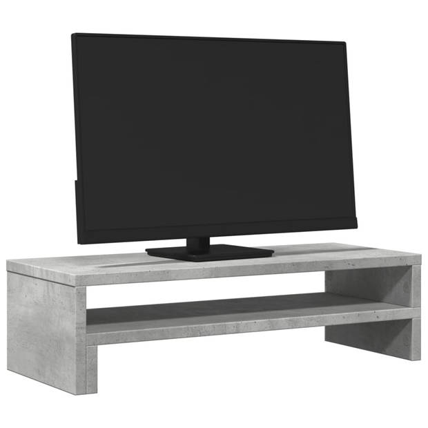 vidaXL Monitorstandaard 54x22x15 cm bewerkt hout betongrijs