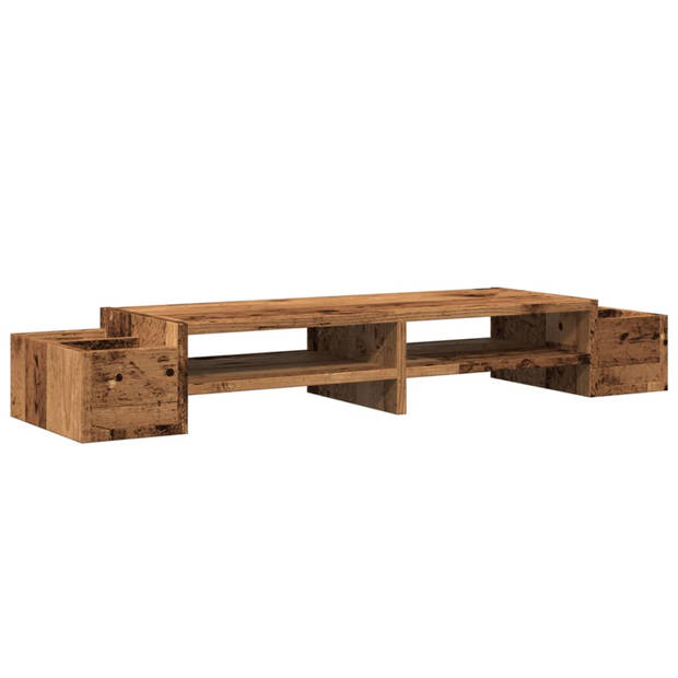 vidaXL Monitorstandaard met opbergruimte 100x27x15 cm hout oud hout