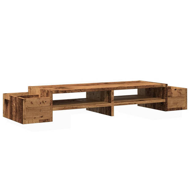 vidaXL Monitorstandaard met opbergruimte 100x27x15 cm hout oud hout