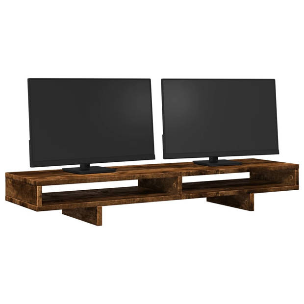 vidaXL Monitorstandaard 100x27x15 cm bewerkt hout gerookt eikenkleurig