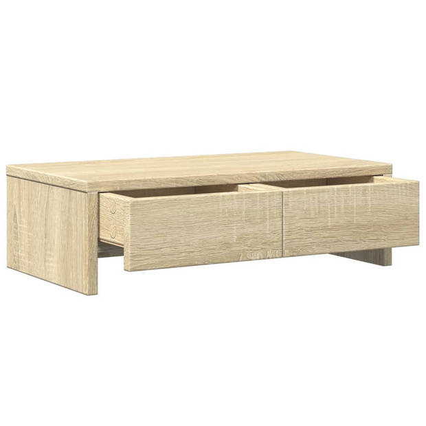 vidaXL Monitorstandaard met lades 50x27x15 cm hout sonoma eikenkleur