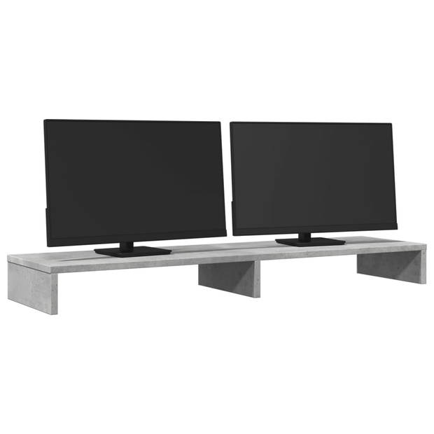 vidaXL Monitorstandaard 100x27x10 cm bewerkt hout betongrijs