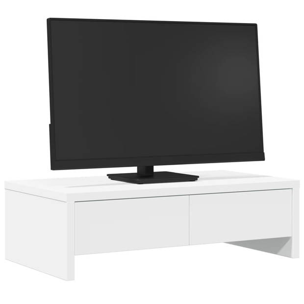 vidaXL Monitorstandaard met lades 50x27x15 cm bewerkt hout wit