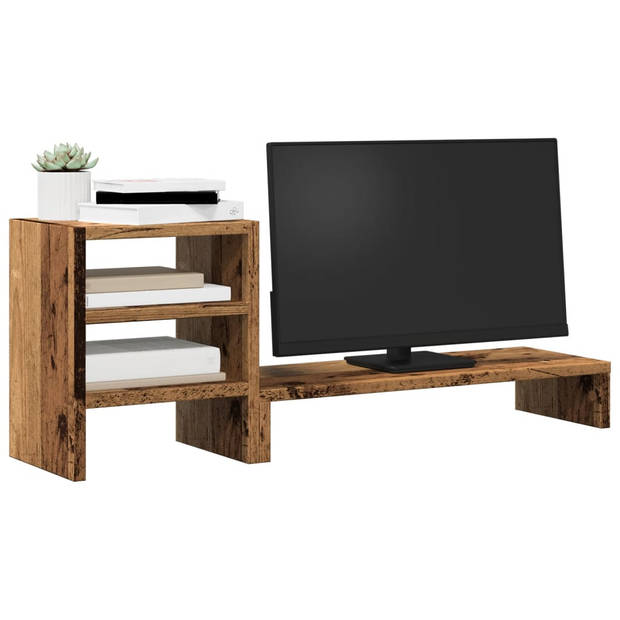 vidaXL Monitorstandaard met bureau-organizer hout oud houtkleurig